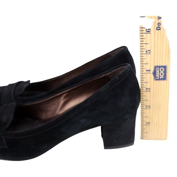 AGL Italy BLACK GENUINE LEATHER SUEDE MID HEEL ROUND TOE PUMP WOMEN'S SHOES 36.5 - Picture 11 of 12